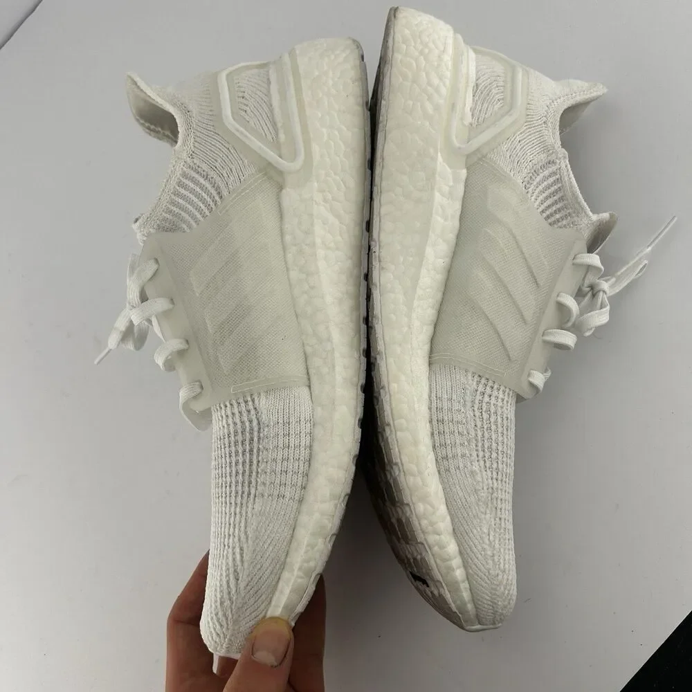Used Adidas UltraBoost 20 Triple White 12 Running Cross Training Casual Shoes
